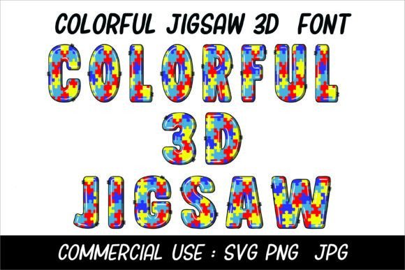Colorful 3D Jigsaw Font for Editorial Design