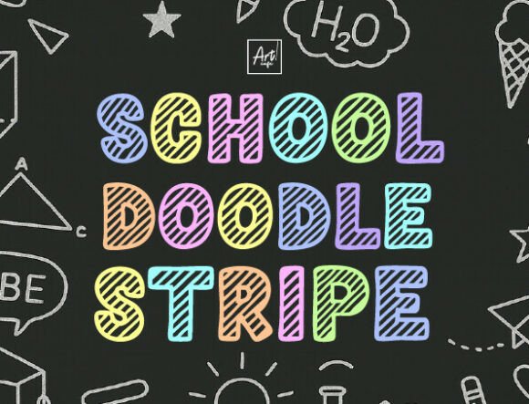 School Doodle Stripe Font for Playful Branding